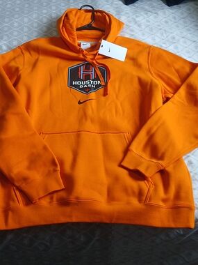 Nike Men's Orange Hoodie Sweatshirt Houston Dash MLS Soccer Crest NEw NWT